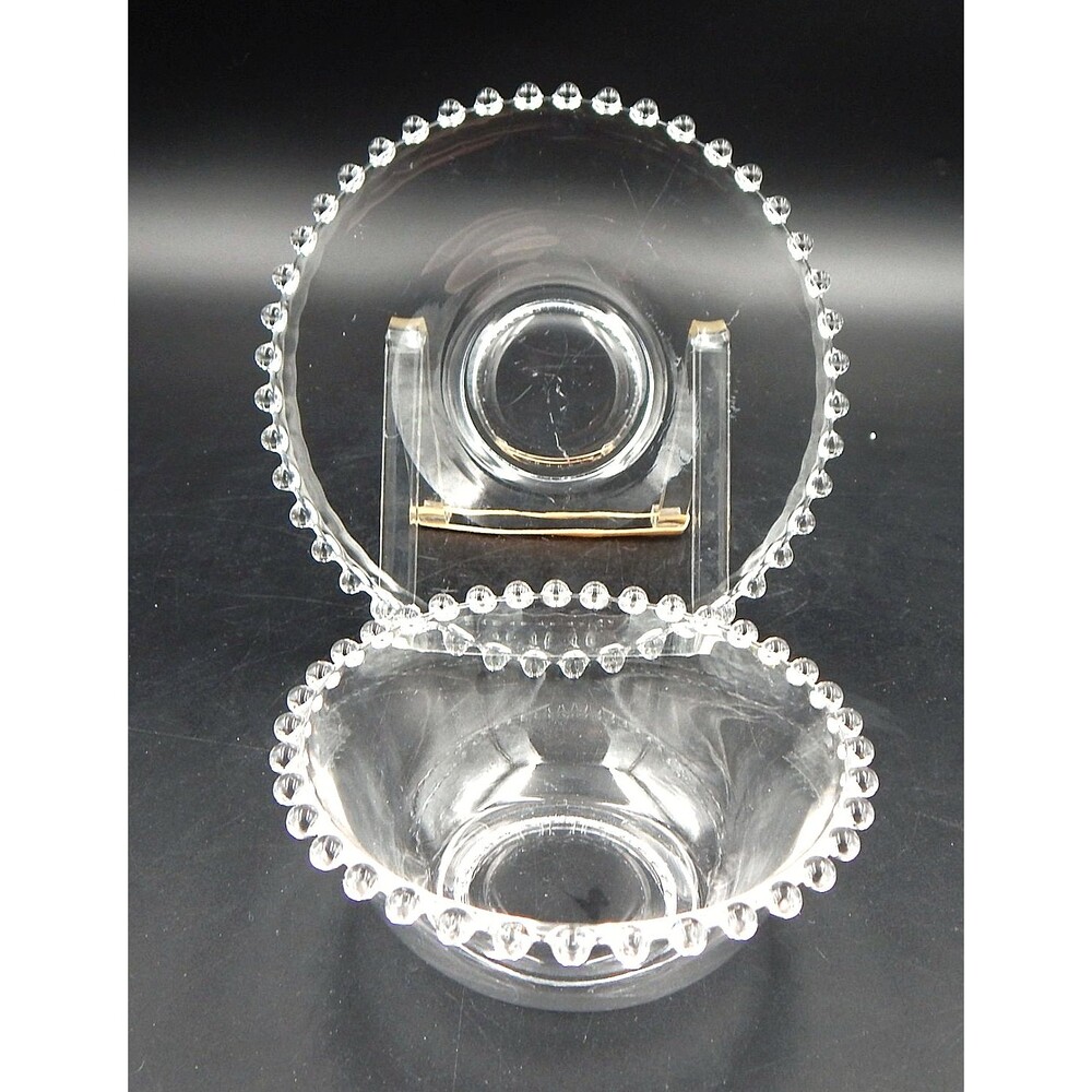Imperial Glass Candlewick Mayonnaise Bowl Underplate Sauce Clear Beaded Edge